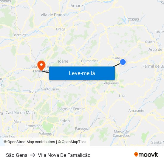 São Gens to Vila Nova De Famalicão map