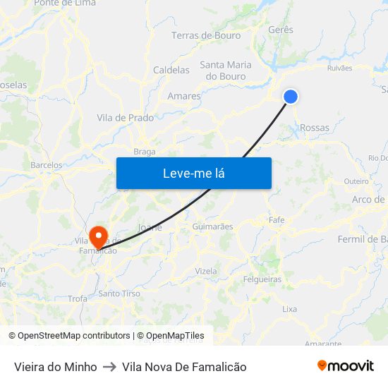Vieira do Minho to Vila Nova De Famalicão map
