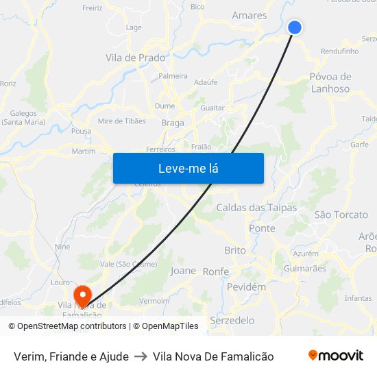 Verim, Friande e Ajude to Vila Nova De Famalicão map