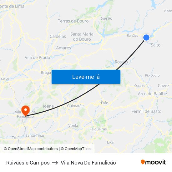 Ruivães e Campos to Vila Nova De Famalicão map