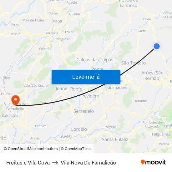 Freitas e Vila Cova to Vila Nova De Famalicão map