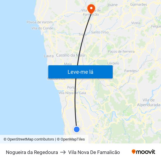 Nogueira da Regedoura to Vila Nova De Famalicão map