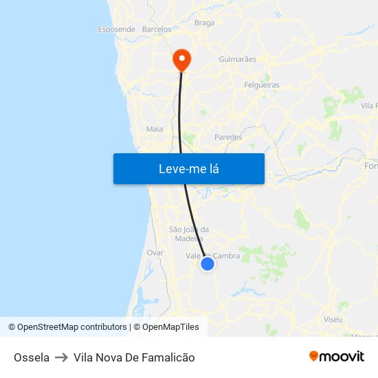 Ossela to Vila Nova De Famalicão map