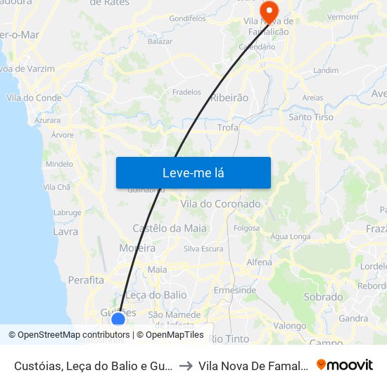 Custóias, Leça do Balio e Guifões to Vila Nova De Famalicão map