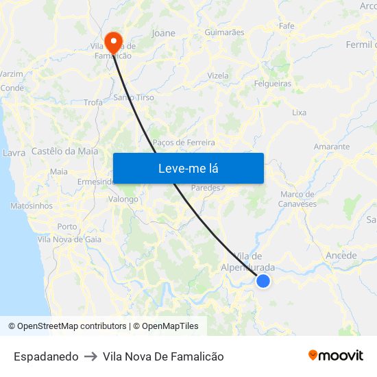 Espadanedo to Vila Nova De Famalicão map