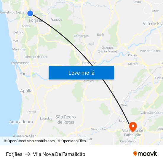 Forjães to Vila Nova De Famalicão map