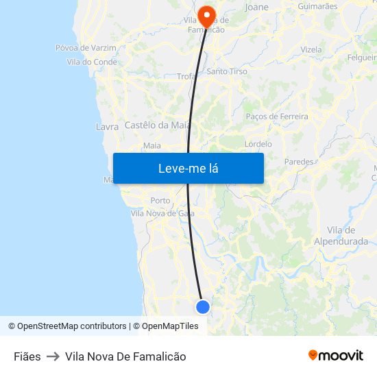 Fiães to Vila Nova De Famalicão map