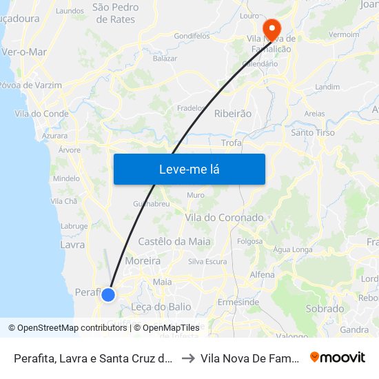 Perafita, Lavra e Santa Cruz do Bispo to Vila Nova De Famalicão map