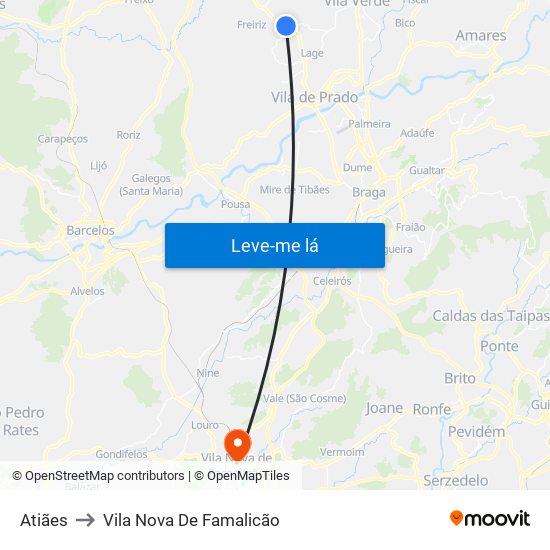 Atiães to Vila Nova De Famalicão map