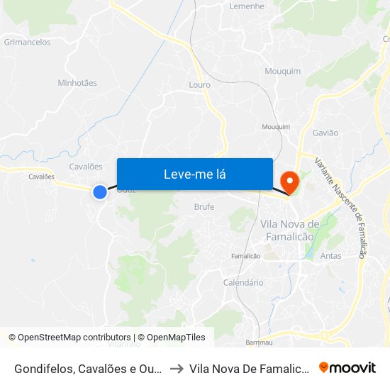 Gondifelos, Cavalões e Outiz to Vila Nova De Famalicão map