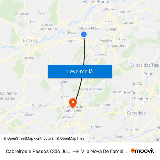 Cabreiros e Passos (São Julião) to Vila Nova De Famalicão map