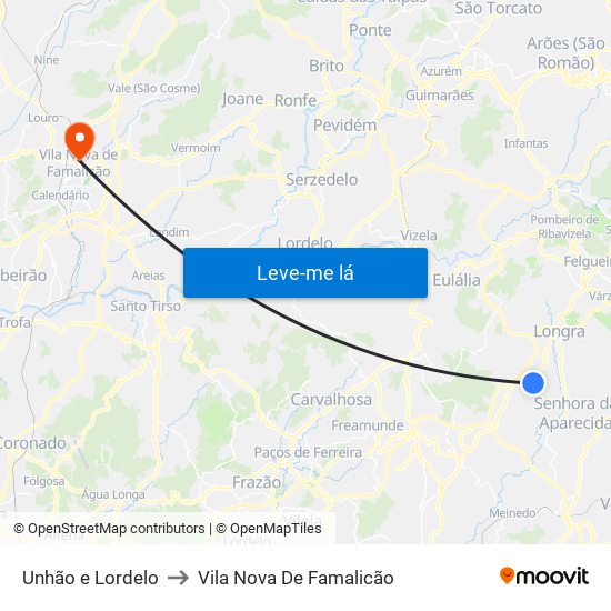 Unhão e Lordelo to Vila Nova De Famalicão map