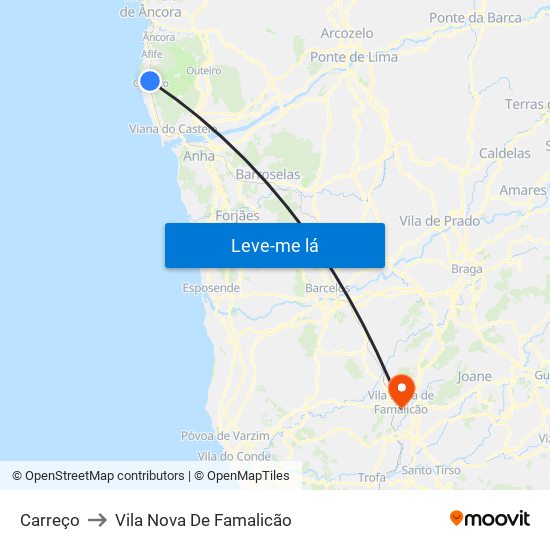 Carreço to Vila Nova De Famalicão map