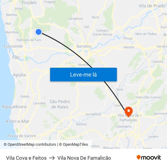 Vila Cova e Feitos to Vila Nova De Famalicão map