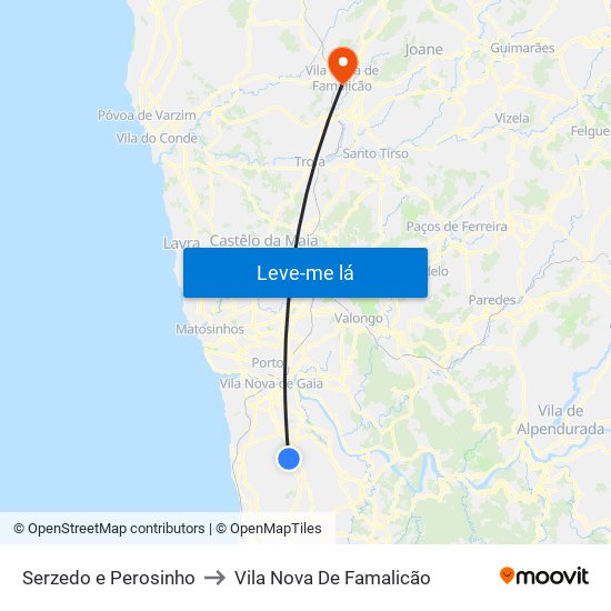 Serzedo e Perosinho to Vila Nova De Famalicão map
