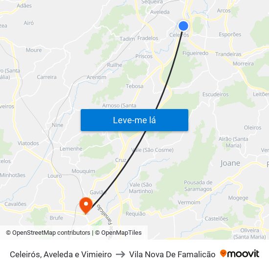 Celeirós, Aveleda e Vimieiro to Vila Nova De Famalicão map
