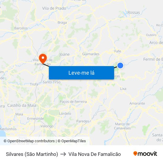 Silvares (São Martinho) to Vila Nova De Famalicão map