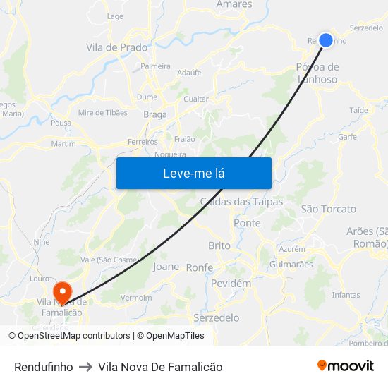 Rendufinho to Vila Nova De Famalicão map