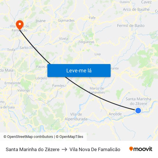 Santa Marinha do Zêzere to Vila Nova De Famalicão map