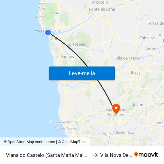 Viana do Castelo (Santa Maria Maior e Monserrate) e Meadela to Vila Nova De Famalicão map