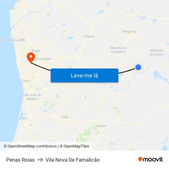 Penas Roias to Vila Nova De Famalicão map