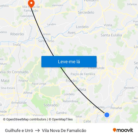 Guilhufe e Urrô to Vila Nova De Famalicão map