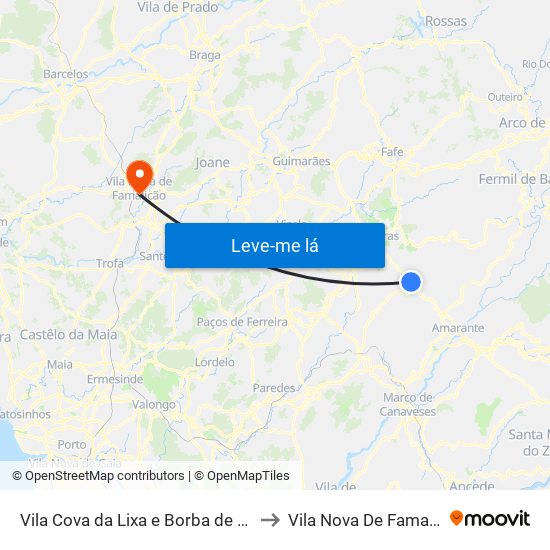 Vila Cova da Lixa e Borba de Godim to Vila Nova De Famalicão map