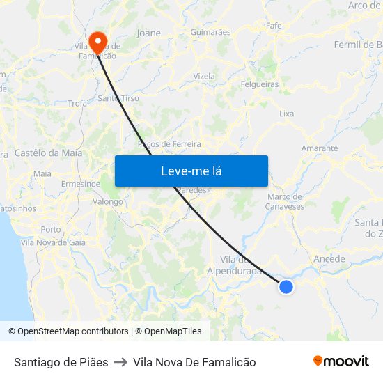 Santiago de Piães to Vila Nova De Famalicão map