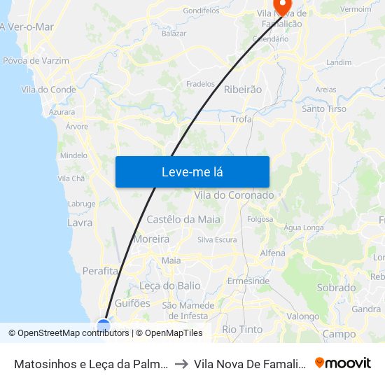 Matosinhos e Leça da Palmeira to Vila Nova De Famalicão map