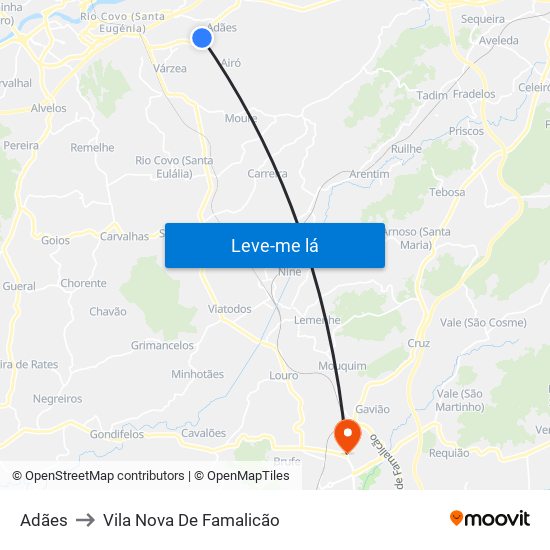 Adães to Vila Nova De Famalicão map