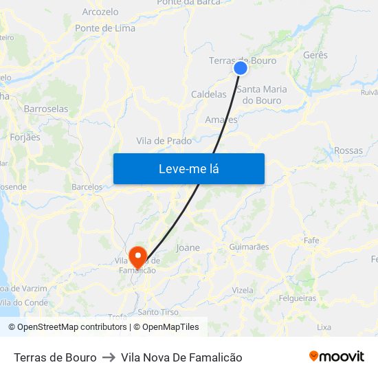 Terras de Bouro to Vila Nova De Famalicão map