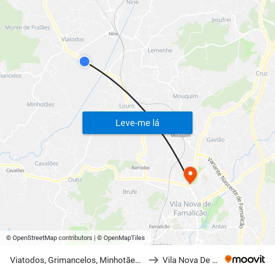 Viatodos, Grimancelos, Minhotães e Monte de Fralães to Vila Nova De Famalicão map