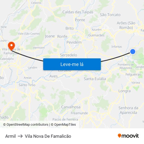 Armil to Vila Nova De Famalicão map