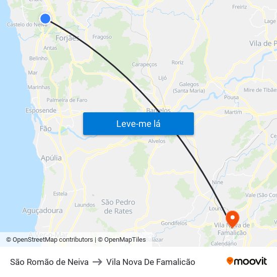 São Romão de Neiva to Vila Nova De Famalicão map