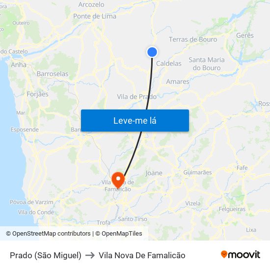 Prado (São Miguel) to Vila Nova De Famalicão map