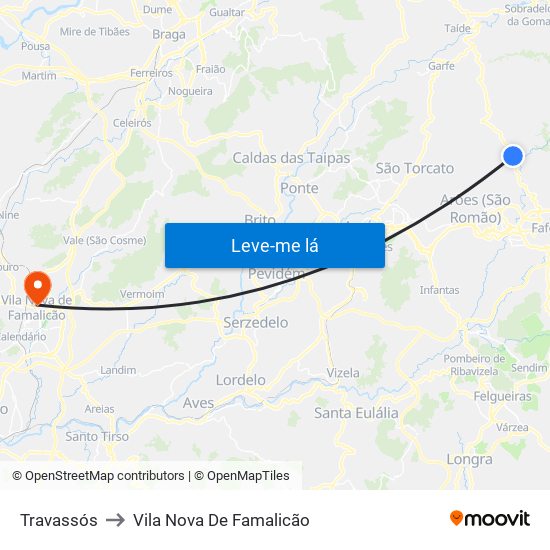 Travassós to Vila Nova De Famalicão map