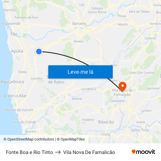 Fonte Boa e Rio Tinto to Vila Nova De Famalicão map