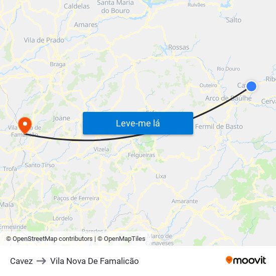 Cavez to Vila Nova De Famalicão map