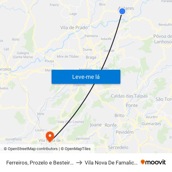 Ferreiros, Prozelo e Besteiros to Vila Nova De Famalicão map
