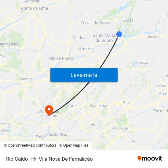 Rio Caldo to Vila Nova De Famalicão map