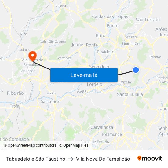 Tabuadelo e São Faustino to Vila Nova De Famalicão map