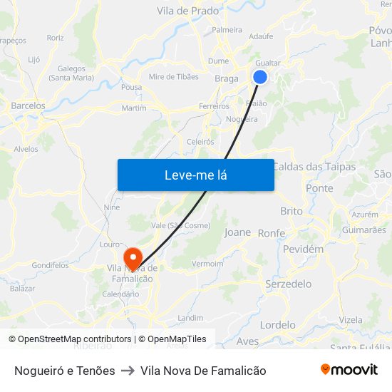 Nogueiró e Tenões to Vila Nova De Famalicão map