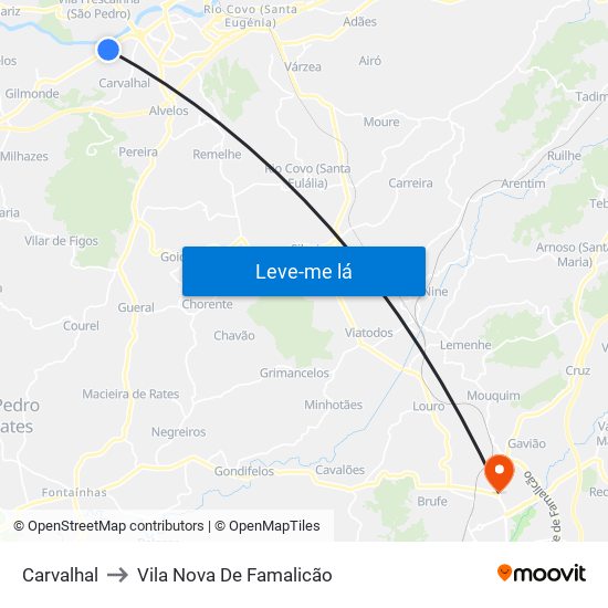 Carvalhal to Vila Nova De Famalicão map