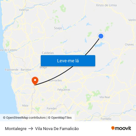 Montalegre to Vila Nova De Famalicão map