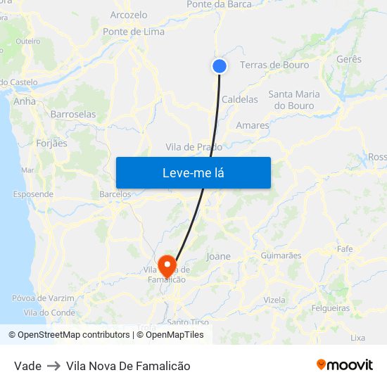 Vade to Vila Nova De Famalicão map