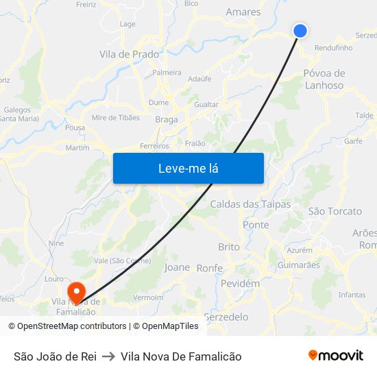 São João de Rei to Vila Nova De Famalicão map