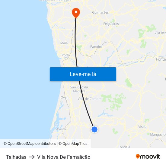 Talhadas to Vila Nova De Famalicão map