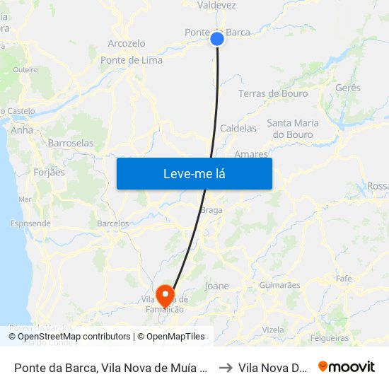 Ponte da Barca, Vila Nova de Muía e Paço Vedro de Magalhães to Vila Nova De Famalicão map