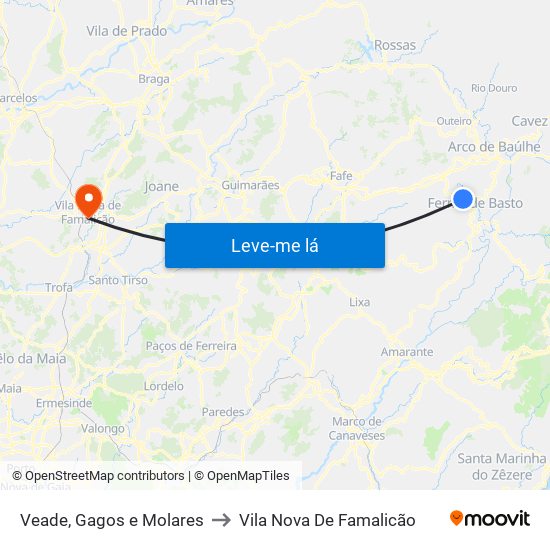 Veade, Gagos e Molares to Vila Nova De Famalicão map