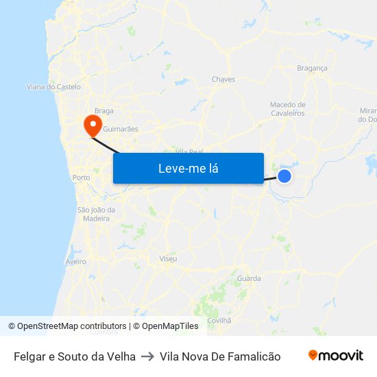 Felgar e Souto da Velha to Vila Nova De Famalicão map